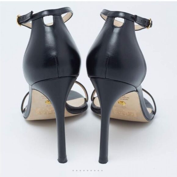 23 450.00 NWOB Stuart Weitzman Black Leather Nudistsong Ankle Cuff Sandals - Picture 4 of 10
